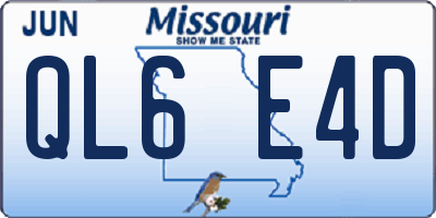MO license plate QL6E4D