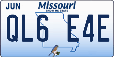 MO license plate QL6E4E