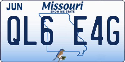 MO license plate QL6E4G