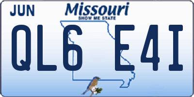 MO license plate QL6E4I