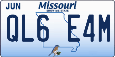 MO license plate QL6E4M