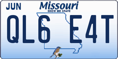 MO license plate QL6E4T