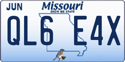 MO license plate QL6E4X