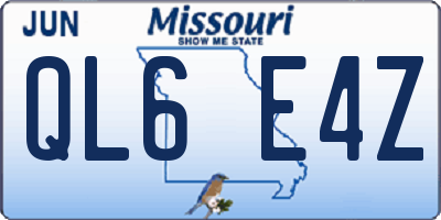 MO license plate QL6E4Z