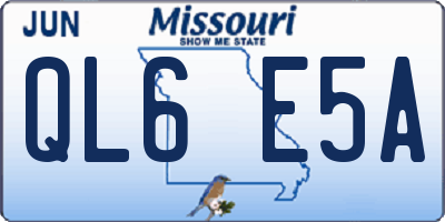 MO license plate QL6E5A