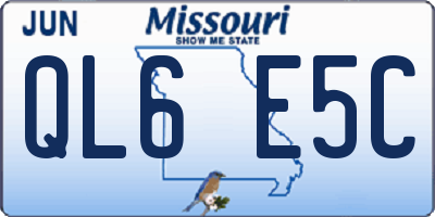 MO license plate QL6E5C