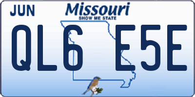 MO license plate QL6E5E