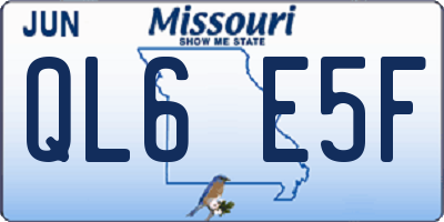 MO license plate QL6E5F