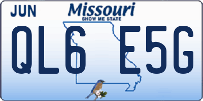 MO license plate QL6E5G