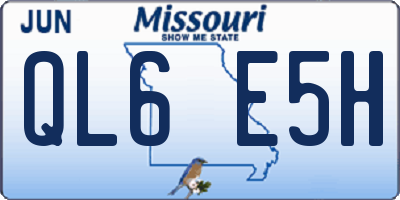 MO license plate QL6E5H