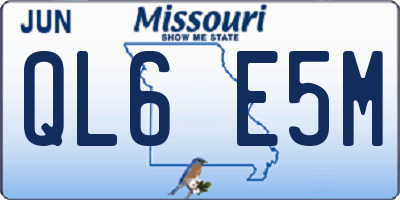 MO license plate QL6E5M