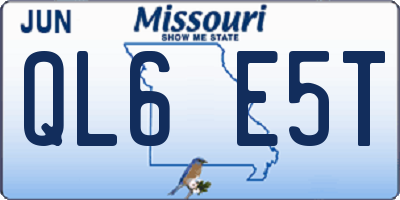 MO license plate QL6E5T