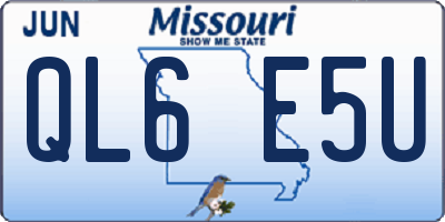 MO license plate QL6E5U