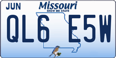 MO license plate QL6E5W