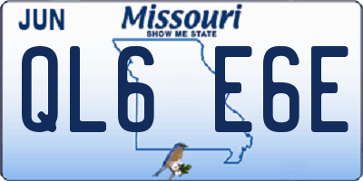 MO license plate QL6E6E