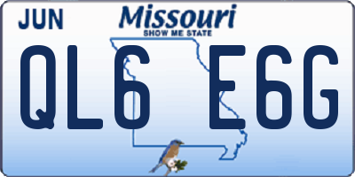 MO license plate QL6E6G