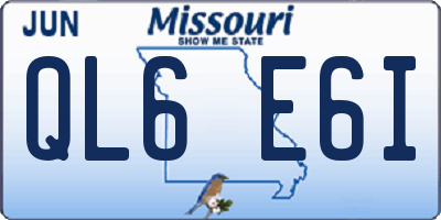 MO license plate QL6E6I