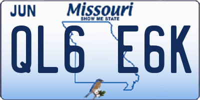 MO license plate QL6E6K