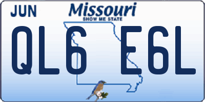 MO license plate QL6E6L