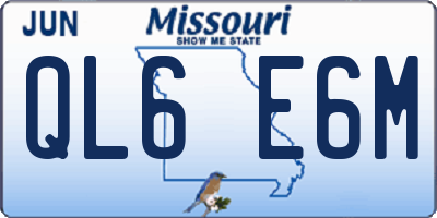 MO license plate QL6E6M