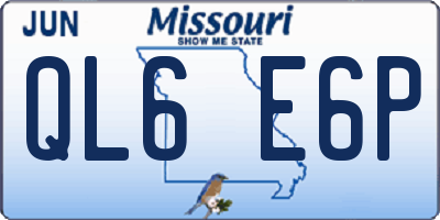 MO license plate QL6E6P