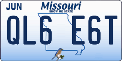 MO license plate QL6E6T