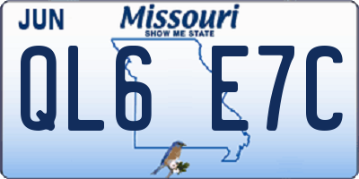 MO license plate QL6E7C