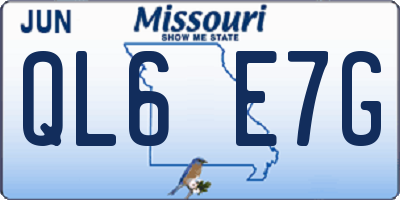 MO license plate QL6E7G