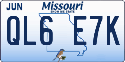 MO license plate QL6E7K