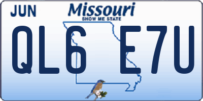 MO license plate QL6E7U