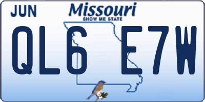 MO license plate QL6E7W