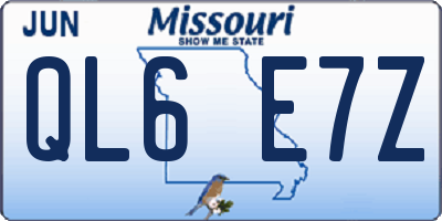 MO license plate QL6E7Z