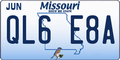 MO license plate QL6E8A