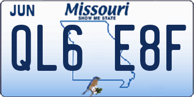 MO license plate QL6E8F