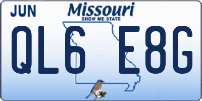 MO license plate QL6E8G