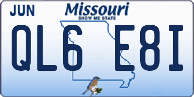 MO license plate QL6E8I