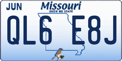 MO license plate QL6E8J