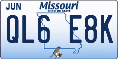 MO license plate QL6E8K