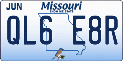 MO license plate QL6E8R