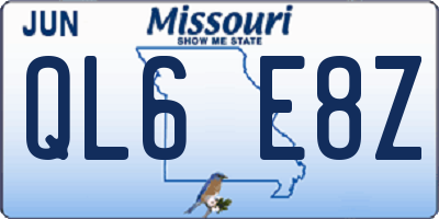 MO license plate QL6E8Z