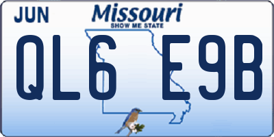 MO license plate QL6E9B