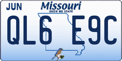 MO license plate QL6E9C