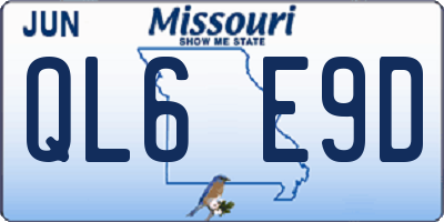 MO license plate QL6E9D