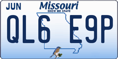 MO license plate QL6E9P