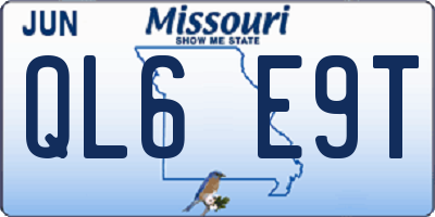 MO license plate QL6E9T