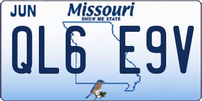 MO license plate QL6E9V