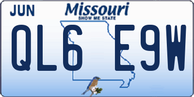 MO license plate QL6E9W