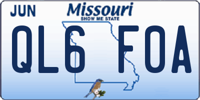 MO license plate QL6F0A