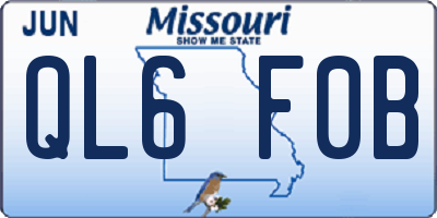 MO license plate QL6F0B
