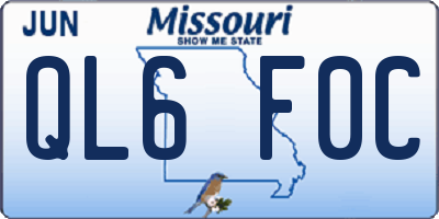 MO license plate QL6F0C